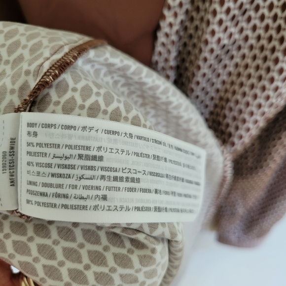 Abercrombie M Tall Mini Wrap Dress Brown Geometric Pattern Puff Long Sleeve - Picture 10 of 10